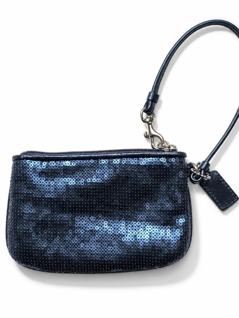 Coach Special Occasion Midnight Blue Sequin Wristlet Clutch - Pristine